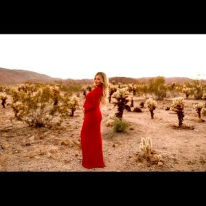 Long maternity backless red dress/gown